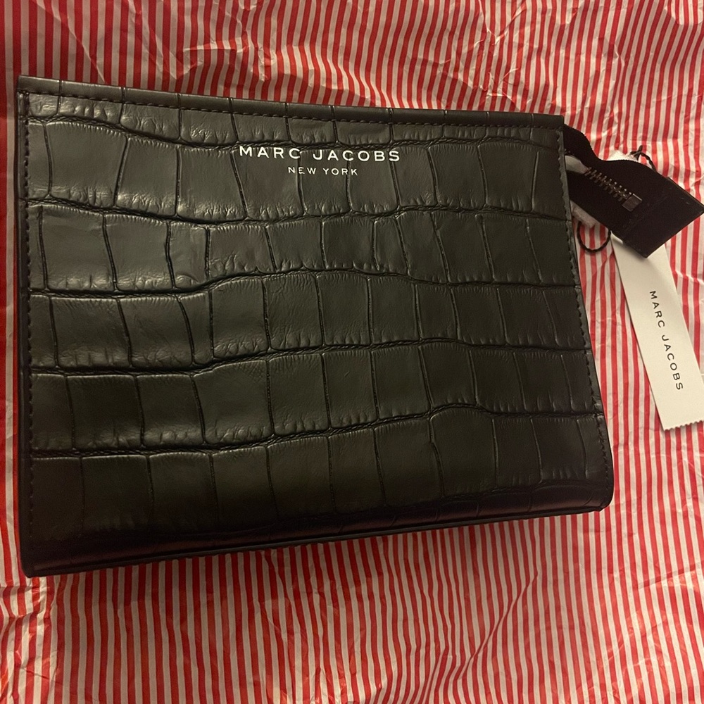 Marc Jacobs New York Black Croc Leather Makeup Bag - Brand New